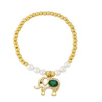 Artistique Brillant Animal L'éléphant Perle D'imitation Le Cuivre Zircon Bracelets En Masse main image 2