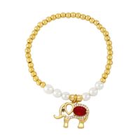 Artistic Shiny Animal Elephant Imitation Pearl Copper Zircon Bracelets In Bulk main image 6