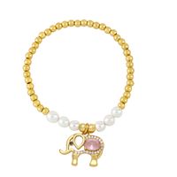 Artistic Shiny Animal Elephant Imitation Pearl Copper Zircon Bracelets In Bulk sku image 2