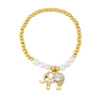 Artistique Brillant Animal L'éléphant Perle D'imitation Le Cuivre Zircon Bracelets En Masse main image 4