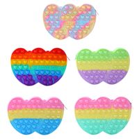 Kid's Color Block Heart Shape Silica Gel Multicolor Zipper Kids Wallets main image 2