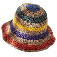 Women's Vacation Stripe Wide Eaves Straw Hat main image 2