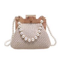 Women's Small Straw Solid Color Streetwear Pearls Lock Clasp Straw Bag main image 5
