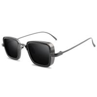 Vintage Style Solid Color Ac Square Full Frame Men's Sunglasses main image 2