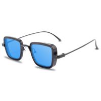 Vintage Style Solid Color Ac Square Full Frame Men's Sunglasses sku image 2