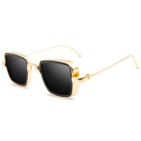 Vintage Style Solid Color Ac Square Full Frame Men's Sunglasses main image 4
