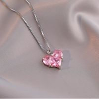 Sweet Heart Shape Titanium Steel Inlay Zircon Women's Earrings Necklace Jewelry Set main image 5