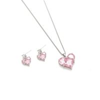 Sweet Heart Shape Titanium Steel Inlay Zircon Women's Earrings Necklace Jewelry Set main image 6