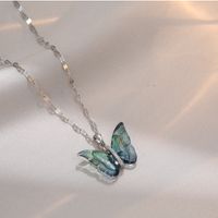 Titanium Steel Simple Style Patchwork Butterfly Pendant Necklace sku image 2