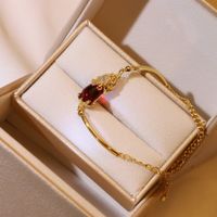 Lady Cartoon Titanium Steel Inlay Inlaid Gold Artificial Gemstones Women's Bracelets Earrings Necklace sku image 5