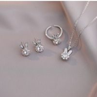 Cute Animal Titanium Steel Inlay Zircon Women's Rings Earrings Necklace main image 1