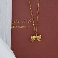 Sweet Simple Style Bow Knot Titanium Steel Plating Pendant Necklace main image 5