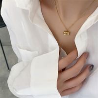 Sweet Simple Style Bow Knot Titanium Steel Plating Pendant Necklace main image 3