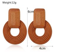 Simple Style Round Rectangle Wood Hollow Out Women's Earrings main image 4