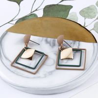 1 Pair Artistic Round Square Plating Alloy Drop Earrings main image 4