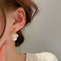 Elegant Flower Imitation Pearl Alloy Inlay Rhinestones Women's Drop Earrings main image 3