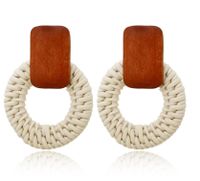 Vacation Round Rectangle Wood Rattan Hollow Out Women's Earrings main image 5