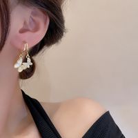 Ins Style Butterfly Alloy Inlay Shell Zircon Women's Drop Earrings main image 2