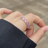 Simple Style Heart Shape Copper Zircon Open Ring In Bulk main image 1