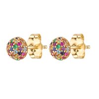 1 Pair Modern Style Shiny Ball Plating Inlay Copper Zircon Gold Plated Ear Studs main image 9