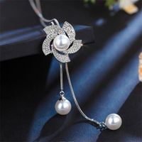 Wholesale Jewelry Elegant Streetwear Flower Alloy Artificial Rhinestones Artificial Pearls Sweater Chain sku image 1