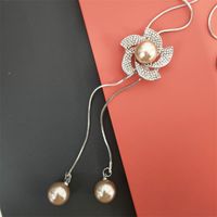 Wholesale Jewelry Elegant Streetwear Flower Alloy Artificial Rhinestones Artificial Pearls Sweater Chain sku image 2