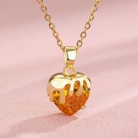 Stainless Steel Brass Fashion Plating Inlay Heart Shape Zircon Pendant Necklace main image 4