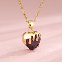 Stainless Steel Brass Fashion Plating Inlay Heart Shape Zircon Pendant Necklace sku image 4