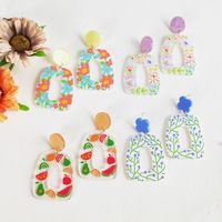 Vacation Plant Fruit Flower Arylic Printing Women's Drop Earrings main image 10