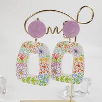 Vacation Plant Fruit Flower Arylic Printing Women's Drop Earrings sku image 2