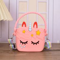 Kid's All Seasons Silica Gel Animal Cute Square Zipper Handbag sku image 7