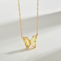 Wholesale Jewelry Sweet Butterfly Metal Artificial Crystal Pendant Necklace sku image 1