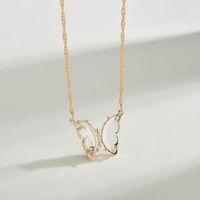 Wholesale Jewelry Sweet Butterfly Metal Artificial Crystal Pendant Necklace sku image 4