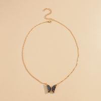 Wholesale Jewelry Sweet Butterfly Metal Artificial Crystal Pendant Necklace sku image 6
