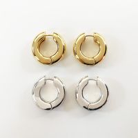 1 Pair Simple Style Commute Round Plating Copper Hoop Earrings main image 3