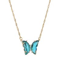 Wholesale Jewelry Sweet Butterfly Metal Artificial Crystal Pendant Necklace main image 5