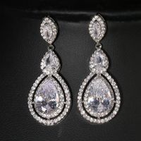 Simple Style Water Droplets Metal Inlay Zircon Women's Drop Earrings sku image 3