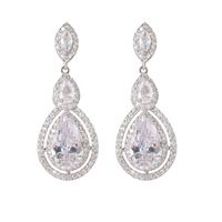 Simple Style Water Droplets Metal Inlay Zircon Women's Drop Earrings main image 4