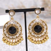 Casual Retro Round Alloy Inlay Rhinestones Women's Chandelier Earrings main image 4