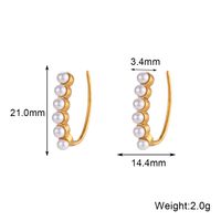 Modern Style U Shape Stainless Steel Plating Inlay Artificial Pearls Rhinestones 18k Gold Plated Women's Ear Studs main image 5