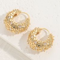 1 Paar Elegant Klassischer Stil Einfarbig Kupfer Überzug Inlay Zirkon 14 Karat Vergoldet Ohrringe sku image 2