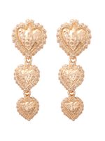 1 Pair Vintage Style Lady Streetwear Heart Shape Flower Bird Plating Imitation Pearl Alloy Drop Earrings Ear Studs sku image 3