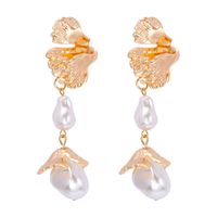 1 Pair Vintage Style Lady Streetwear Heart Shape Flower Bird Plating Imitation Pearl Alloy Drop Earrings Ear Studs sku image 6