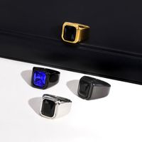 Punk Cool Style Square 304 Stainless Steel Inlay Glass 18K Gold Plated Men'S Rings main image 1