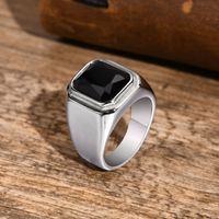 Punk Cool Style Square 304 Stainless Steel Inlay Glass 18K Gold Plated Men'S Rings main image 5