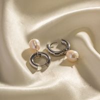 1 Pair Ins Style Elegant Geometric Plating Stainless Steel Freshwater Pearl 18k Gold Plated Drop Earrings main image 4