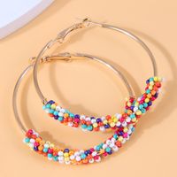 Exaggerated Ethnic Style Streetwear Circle Alloy Seed Bead Women's Hoop Earrings main image 4