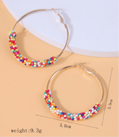 Exaggerated Ethnic Style Streetwear Circle Alloy Seed Bead Women's Hoop Earrings main image 3