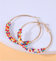 Exaggerated Ethnic Style Streetwear Circle Alloy Seed Bead Women's Hoop Earrings main image 2