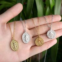 Retro Simple Style Oval Stainless Steel Plating Gold Plated Pendant Necklace main image 1